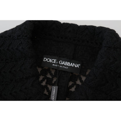Dolce & Gabbana Black Button Down Long Blazer Cotton Jacket