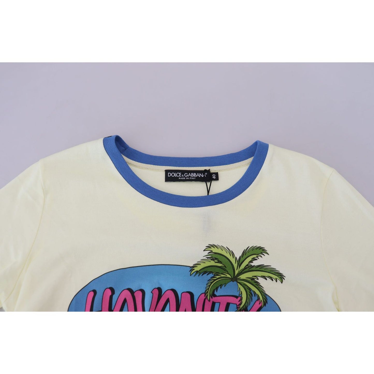 Dolce & Gabbana Yellow Havanity Round Neck Tee Cotton T-shirt