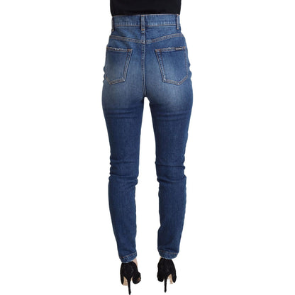 Dolce & Gabbana Blue Cotton High Waist Skinny Denim Jeans