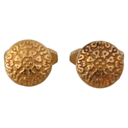 Dolce & Gabbana Gold Plated Brass Round Pin Men Cufflinks Cufflinks