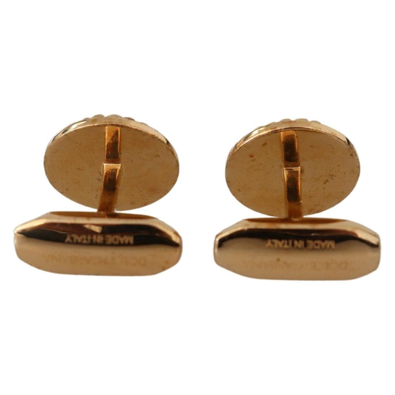 Dolce & Gabbana Gold Plated Brass Round Pin Men Cufflinks