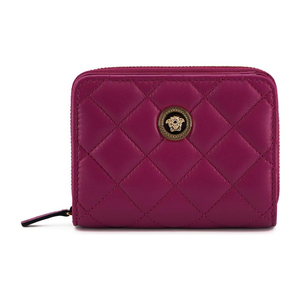 Versace Elegant Purple Quilted Leather Wallet