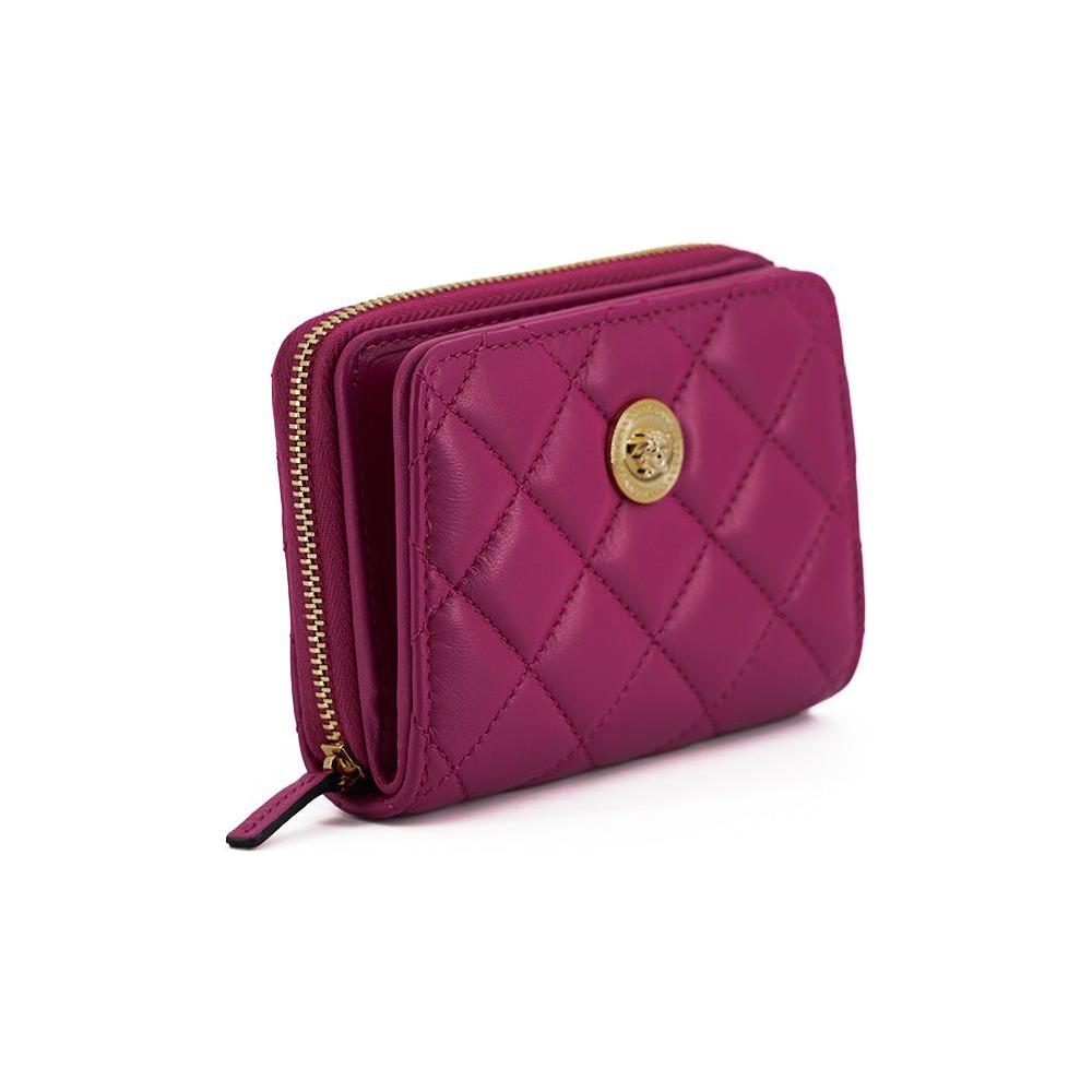 Versace Elegant Purple Quilted Leather Wallet WOMAN WALLETS
