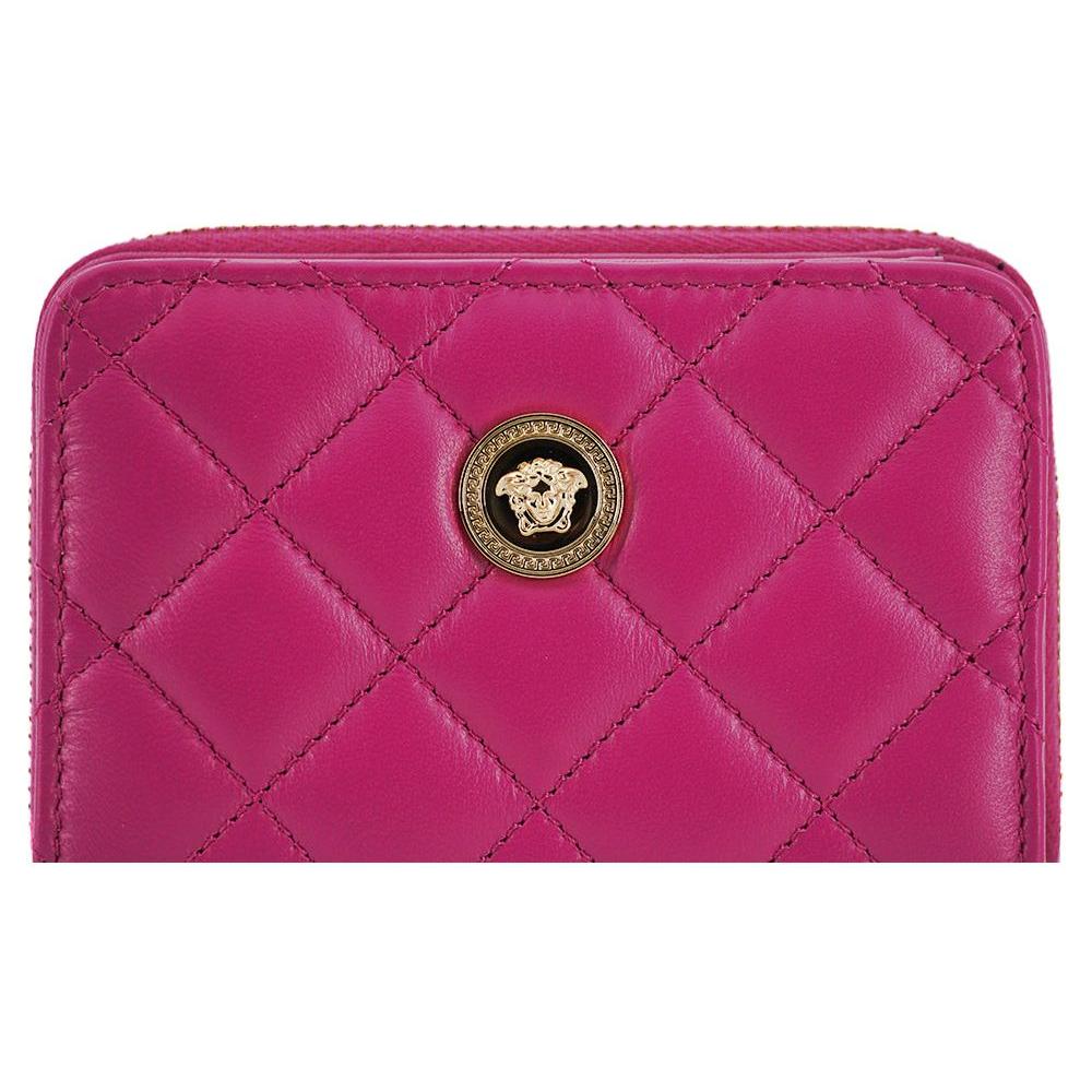 Versace Elegant Purple Quilted Leather Wallet