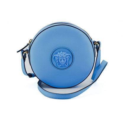 Versace Chic Blue Leather Round Shoulder Bag