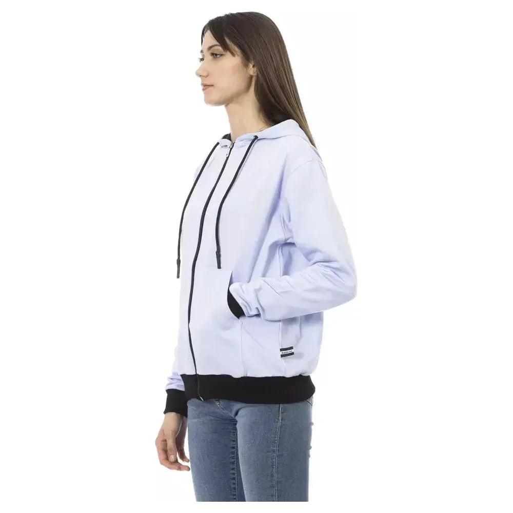 Baldinini Trend Purple Cotton Women Sweater With Adjustable Hood