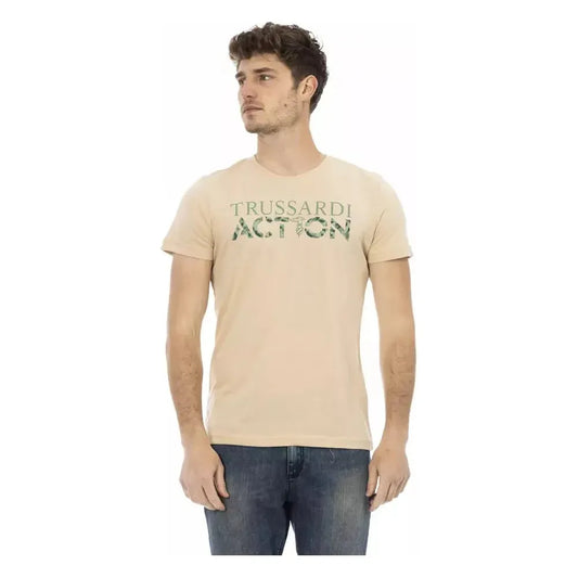 Trussardi Action Beige Cotton Men T-Shirt