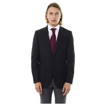 Uominitaliani Black Wool Mens Blazer