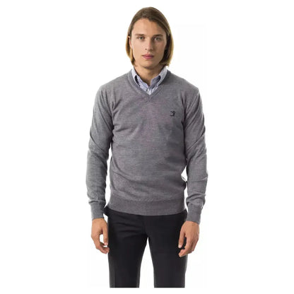 Uominitaliani Gray Merino Wool Men Sweater
