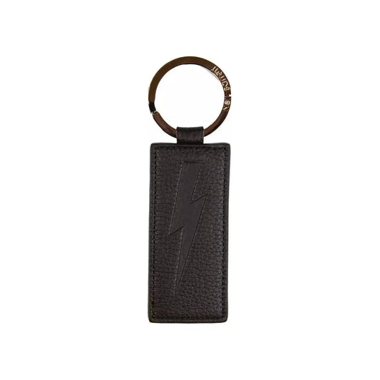 Neil Barrett Black Leather Men Keychain