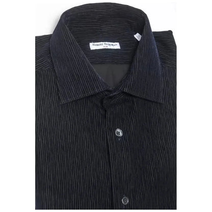 Robert Friedman Black Cotton Men Shirt