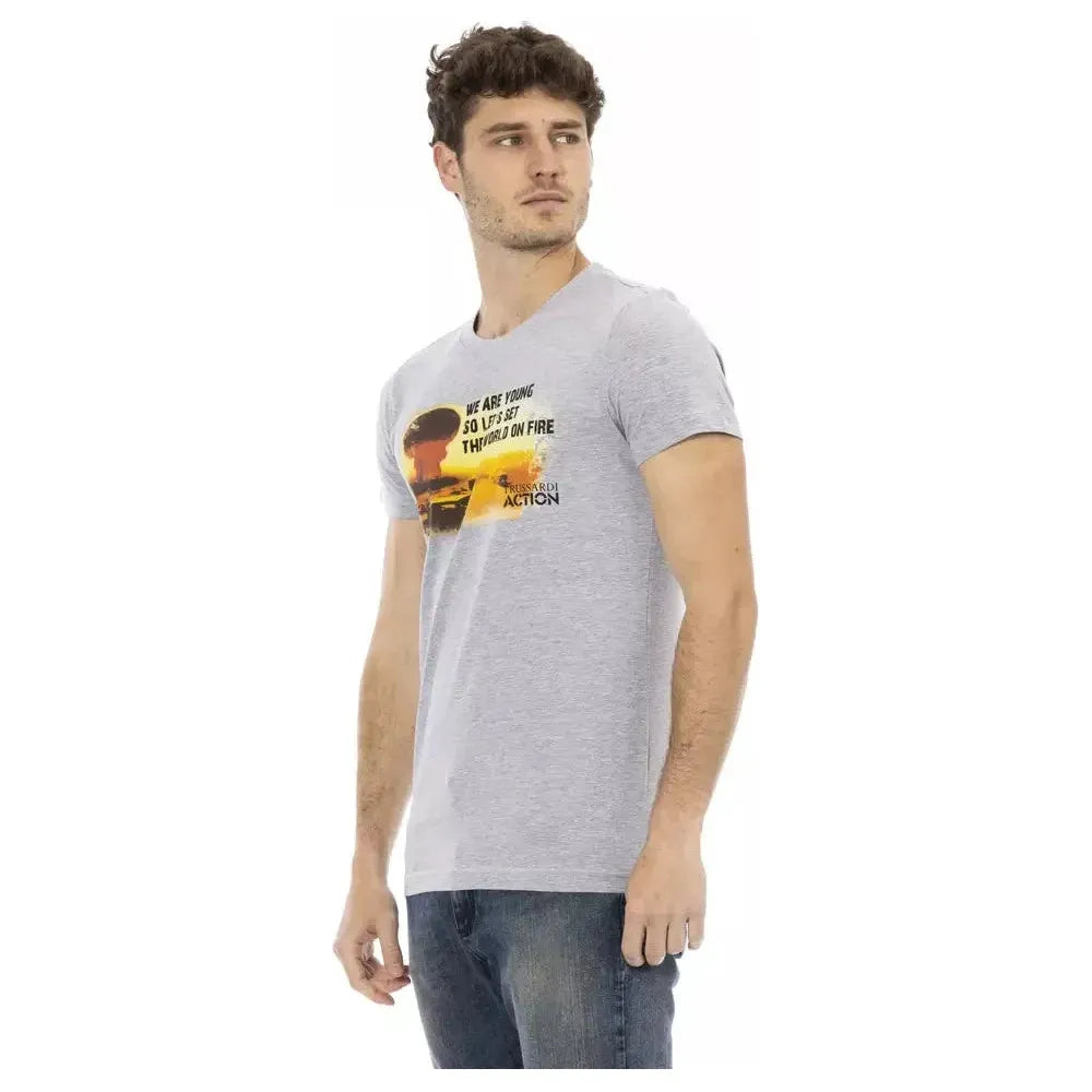 Trussardi Action Gray Cotton Men T-Shirt