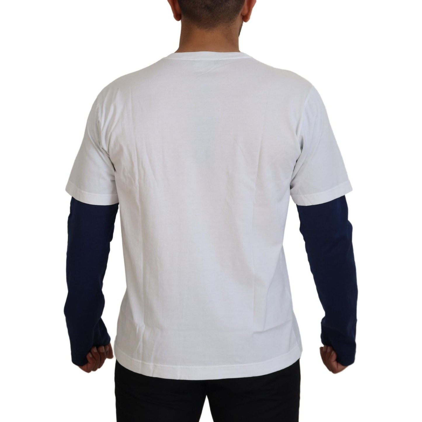 Dolce & Gabbana White Blue DG Crown Pullover Sweater