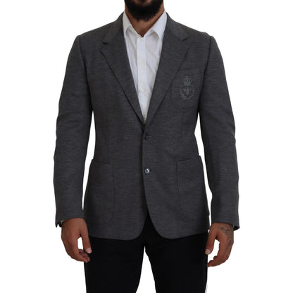 Dolce & Gabbana Gray Wool Stretch Slim Fit Jacket Blazer
