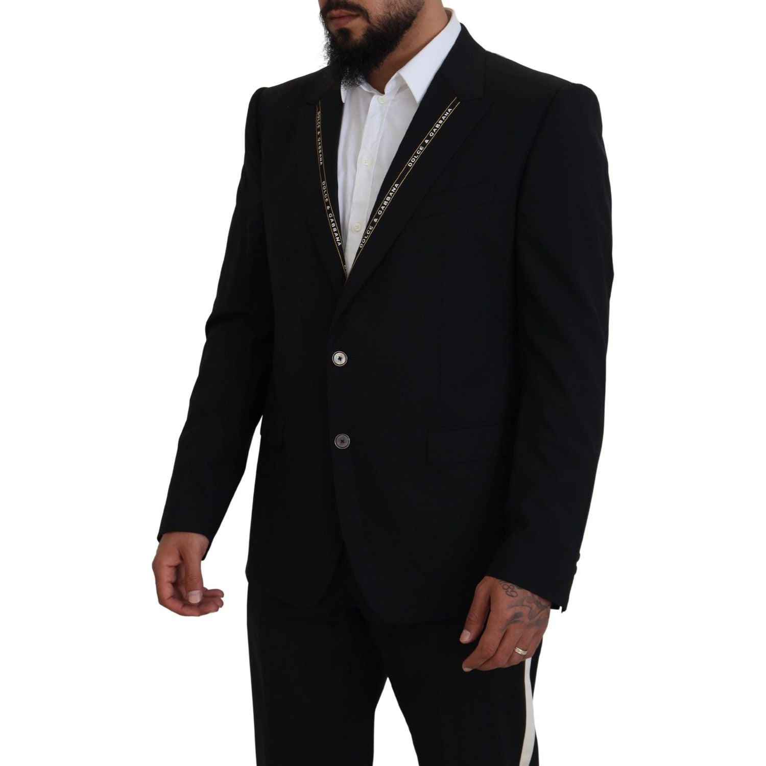 Dolce & Gabbana Black Wool Stretch Slim Fit Jacket Blazer