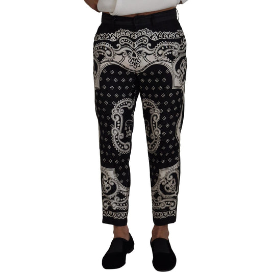 Dolce & Gabbana Black Silk Bandana Print Pants