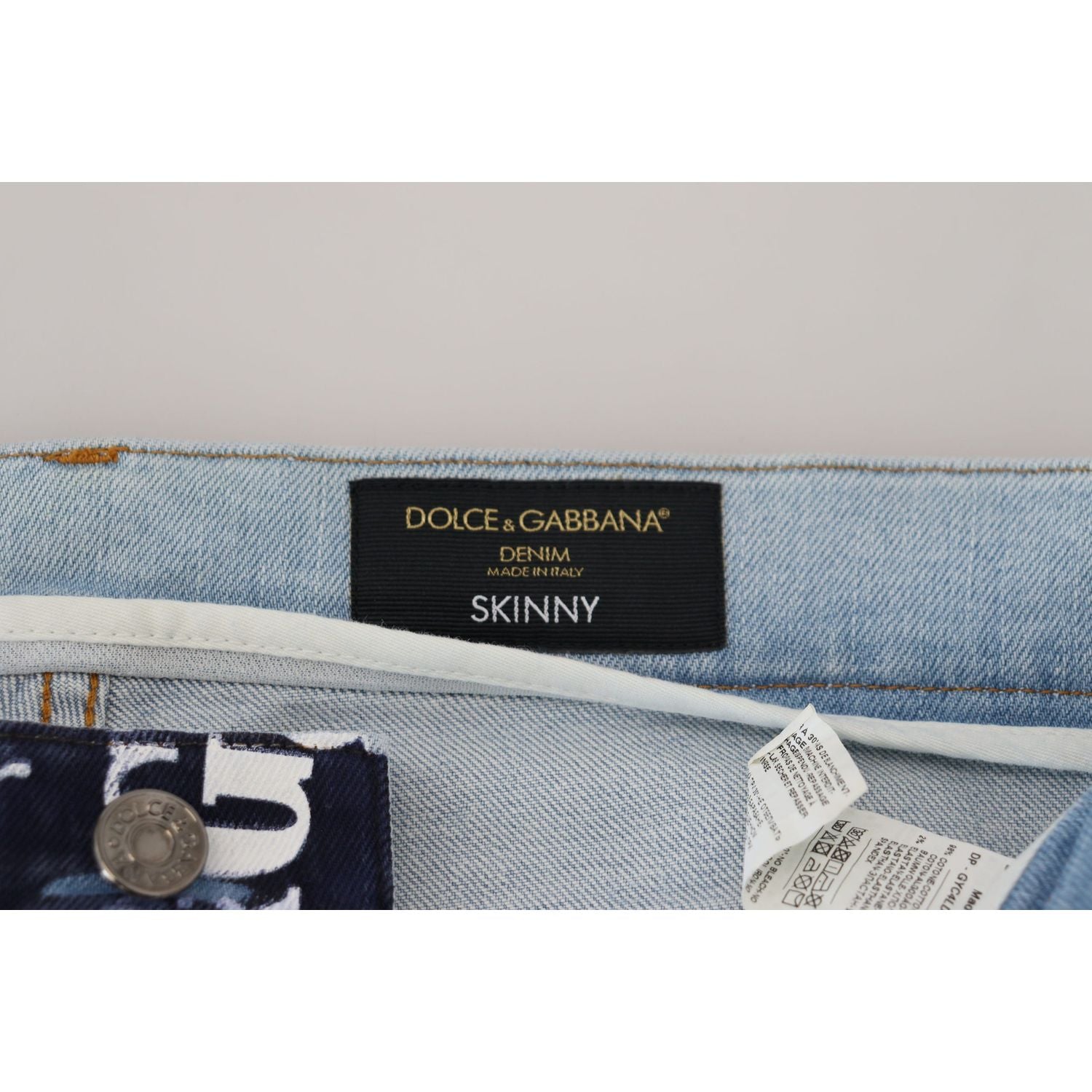 Dolce & Gabbana Blue Cotton DG Crown Skinny Denim Jeans