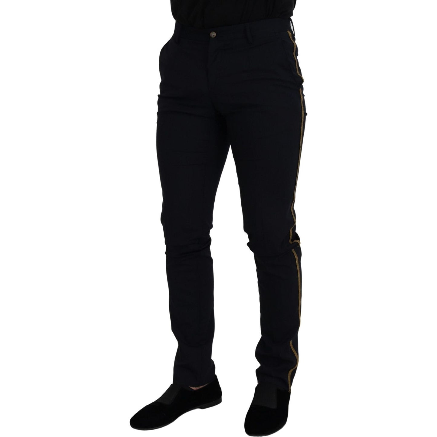 Dolce & Gabbana Black Wool Slim Formal Pants