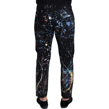 Dolce & Gabbana Black Cotton Color Splash Print Denim Jeans