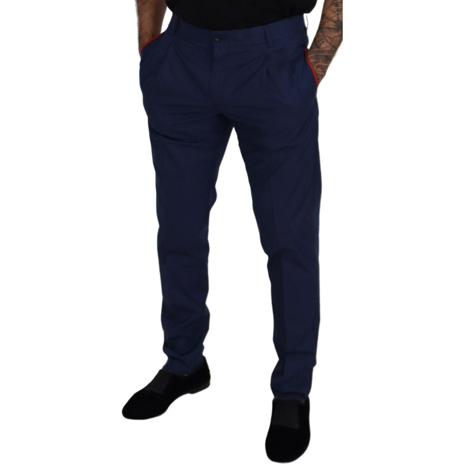 Dolce & Gabbana Blue Cotton Chino Formal Pants