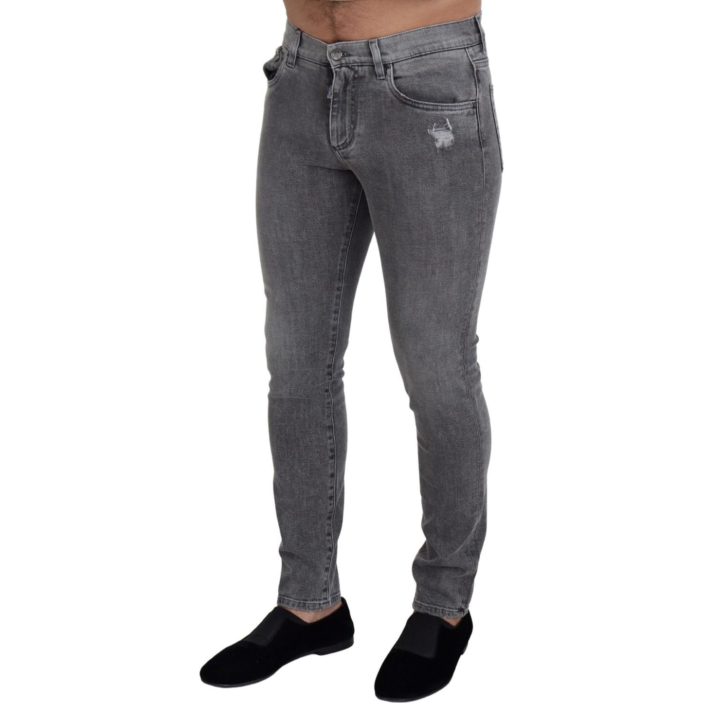 Dolce & Gabbana Grey Washed Cotton Skinny Denim Jeans