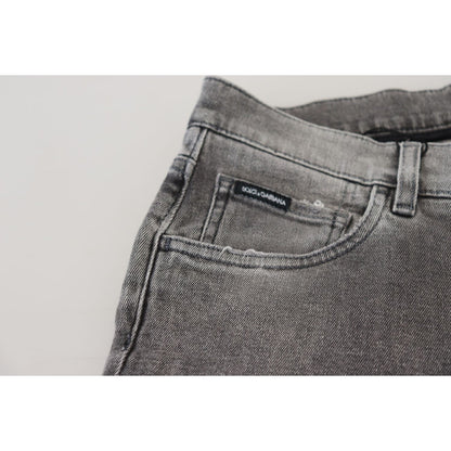 Dolce & Gabbana Grey Washed Cotton Skinny Denim Jeans