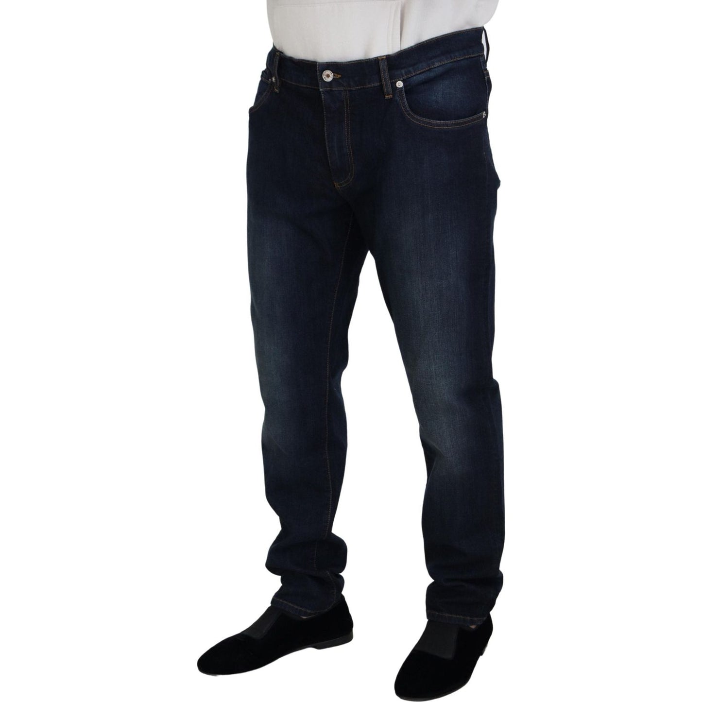 Dolce & Gabbana Blue Cotton Straight Fit Casual Denim Jeans