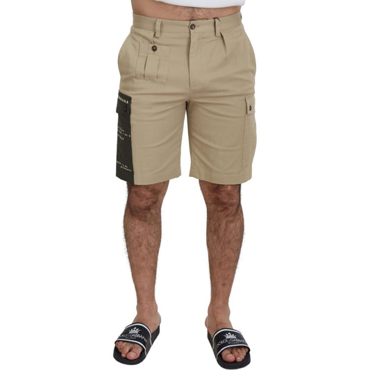 Dolce & Gabbana Beige Cotton Cargo Bermuda Shorts