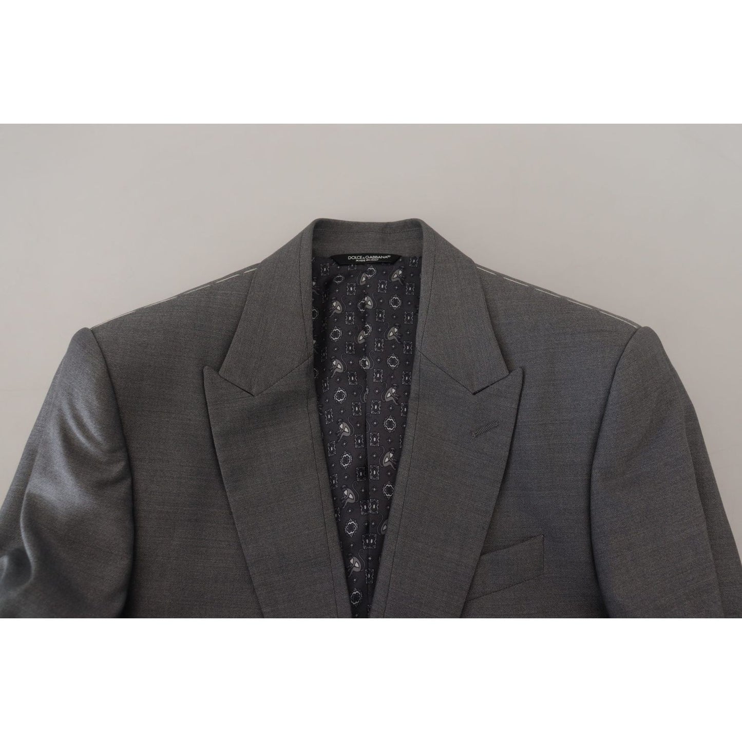 Dolce & Gabbana Gray Wool Silk Slim Fit Jacket Blazer