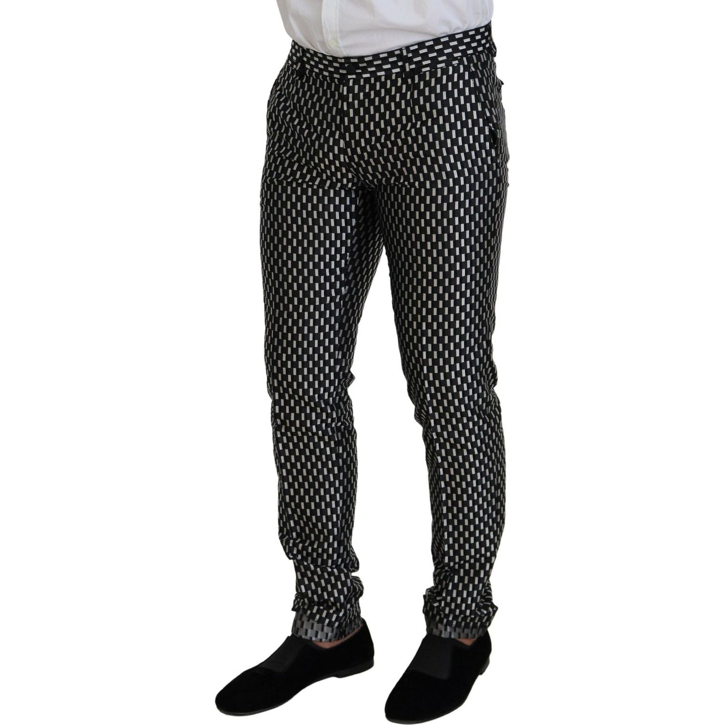 Dolce & Gabbana Black White Silk MARTINI Slim Fit Suit