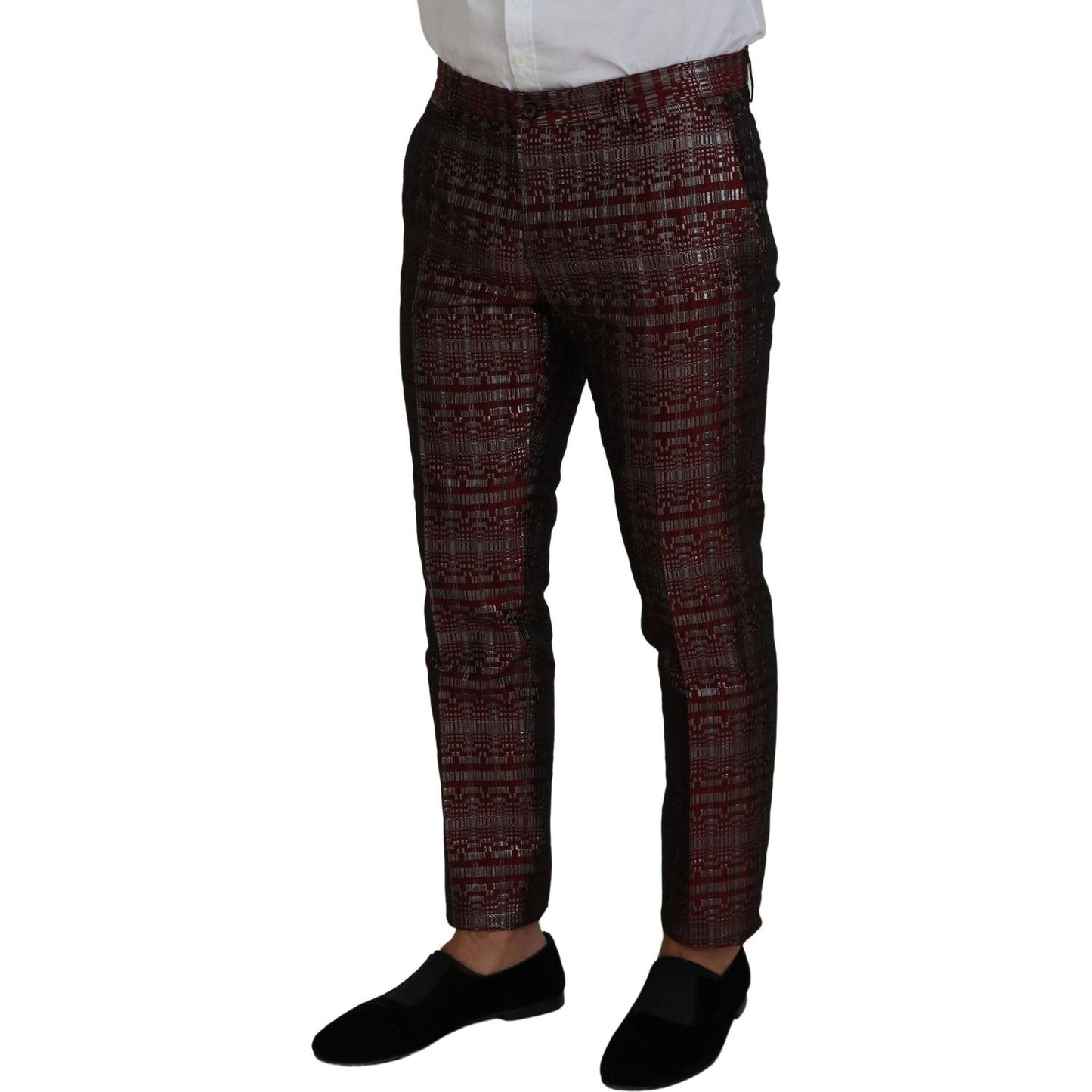 Dolce & Gabbana Bordeaux Silver GOLD Slim Fit Suit KOS2170- 50