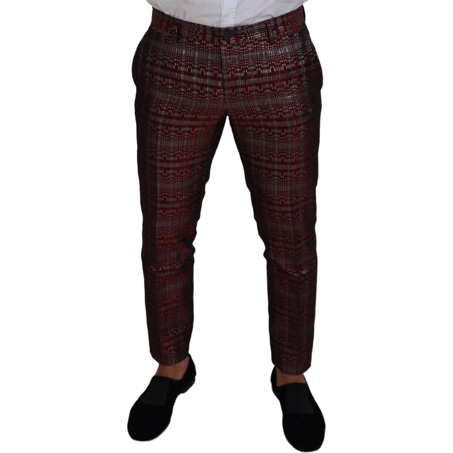 Dolce & Gabbana Bordeaux Silver GOLD Slim Fit Suit KOS2170- 50