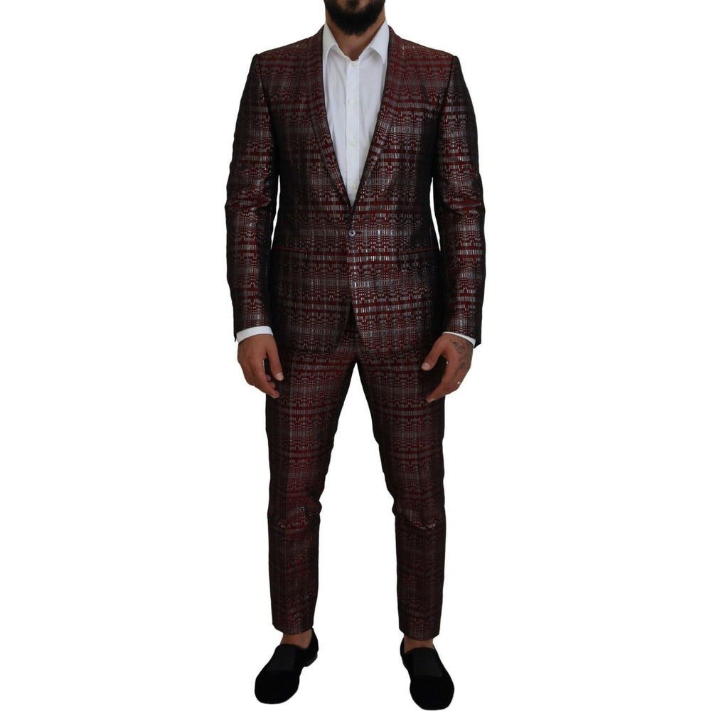 Dolce & Gabbana Bordeaux Silver GOLD Slim Fit Suit KOS2170- 50