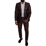 Dolce & Gabbana Bordeaux Silver GOLD Slim Fit Suit KOS2170- 50