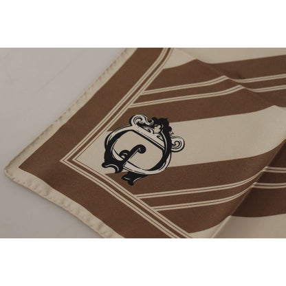 Dolce & Gabbana Brown Stripes DG Logo Square Mens Handkerchief Scarf