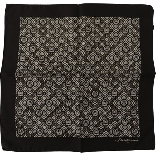 Dolce & Gabbana Black Patterned DG Logo Square Handkerchief Scarf
