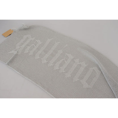 John Galliano Gray Logo Knitted Neck Wrap Shawl Foulard Scarf