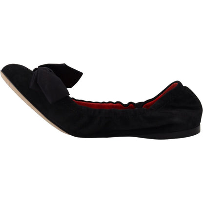 Dolce & Gabbana Black Suede Flat Slip On Ballet Shoes