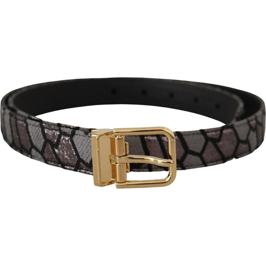 Dolce & Gabbana Multicolor Patchwork Leather Gold Jaquard Belt