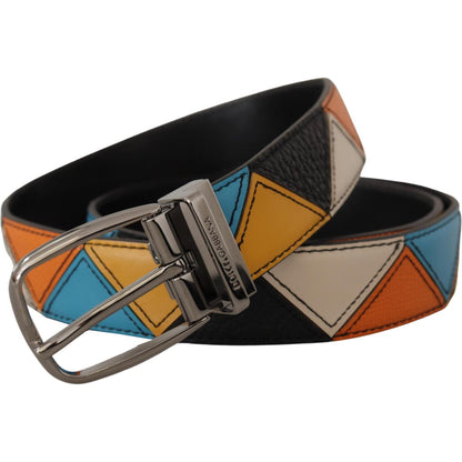 Dolce & Gabbana Multicolor Leather Silver Tone Logo Buckle Belt