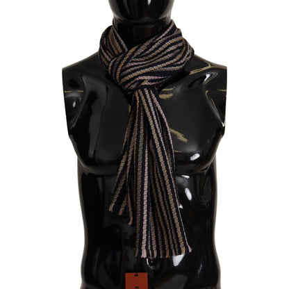 Missoni Multicolor Stripes Wool Knit Fringe Shawl Scarf