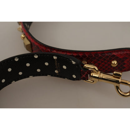 Dolce & Gabbana Red Python Leather Crystals Reversible Shoulder Strap