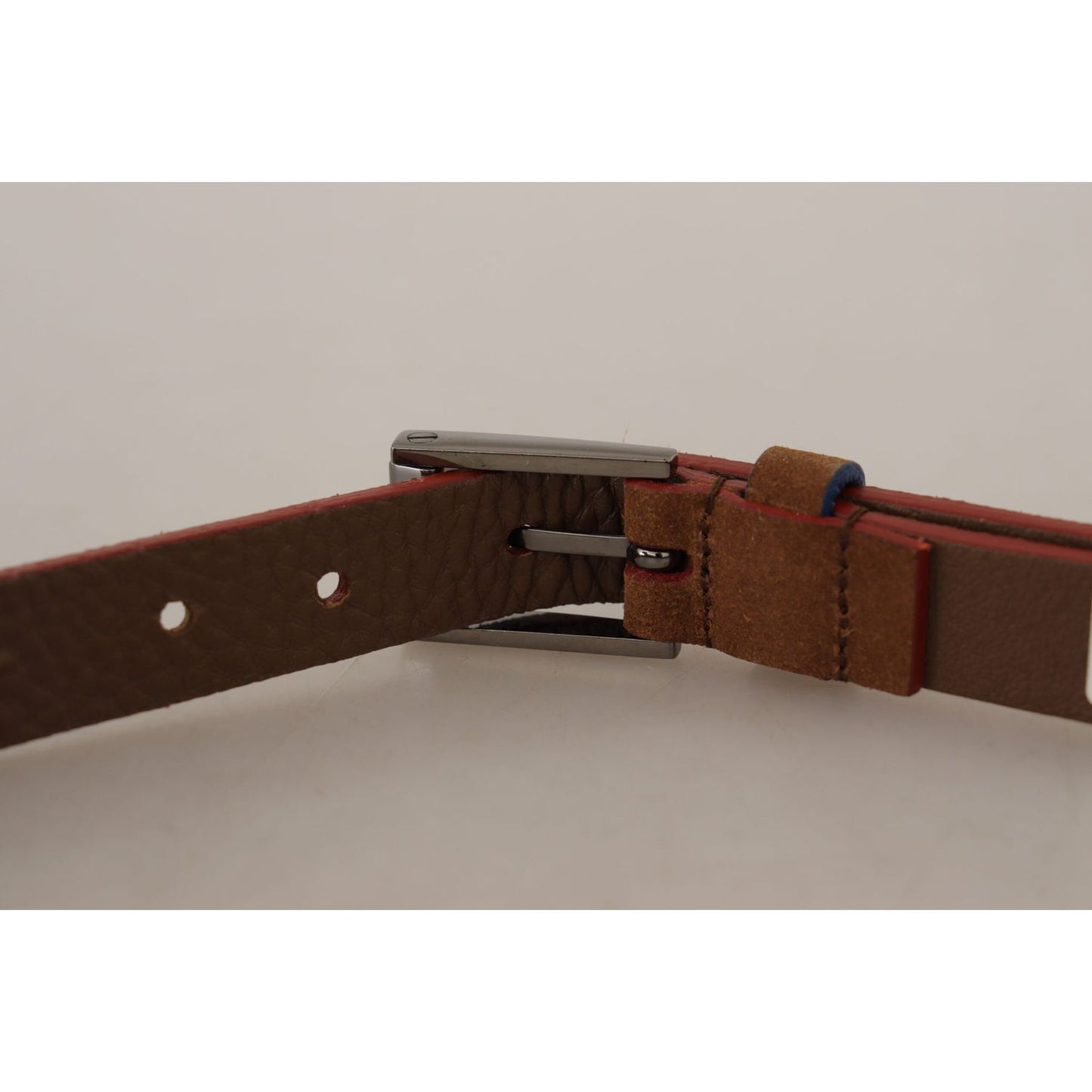 Dolce & Gabbana Brown Logo Engraved Metal Waist Buckle Belt