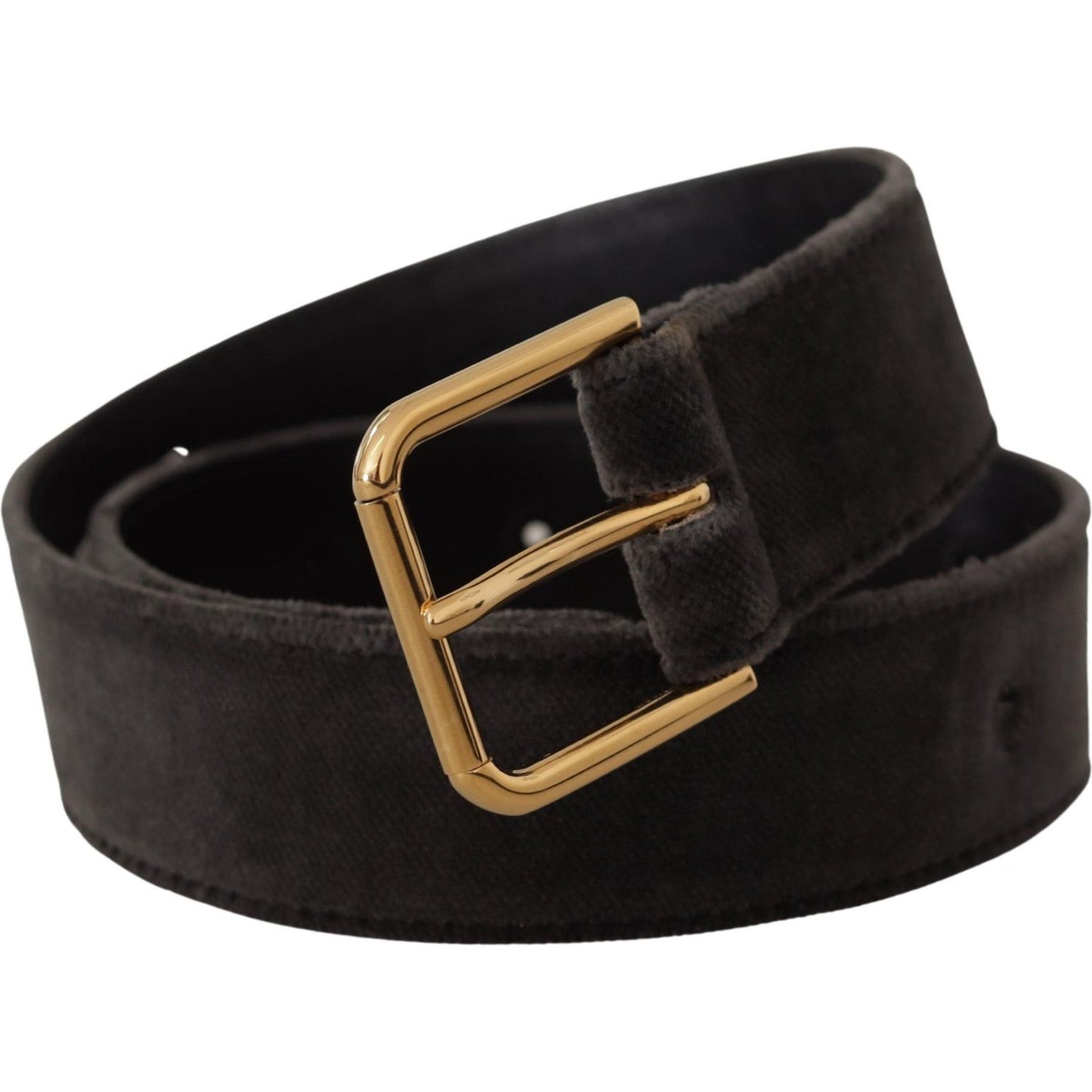Dolce & Gabbana Brown Velvet Gold Tone Logo Metal Waist Buckle Belt