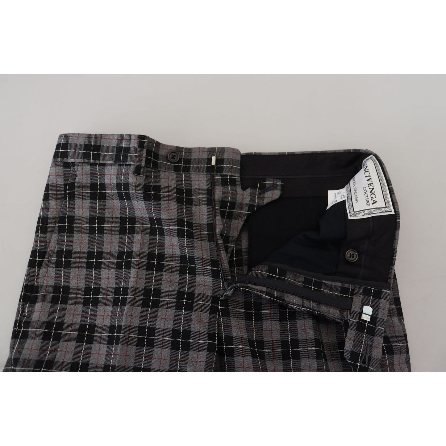 BENCIVENGA Gray Checkered Slim Fit Men Pants