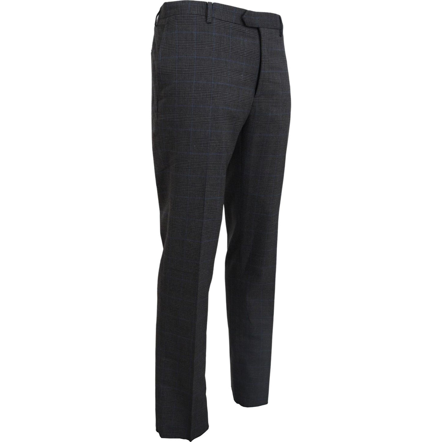 BENCIVENGA Gray Checkered Wool Dress Formal Pants