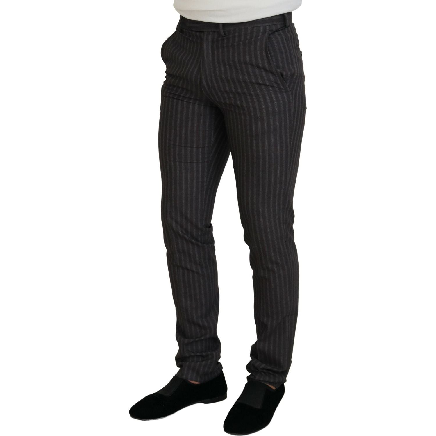 BENCIVENGA Brown Stripes Slim Fit Men Pants