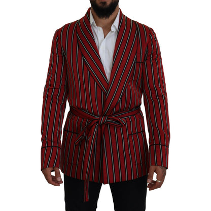 Dolce & Gabbana Red Striped Martini Printed Lining Robe