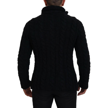 Dolce & Gabbana Black Wool Knit Button Cardigan Sweater