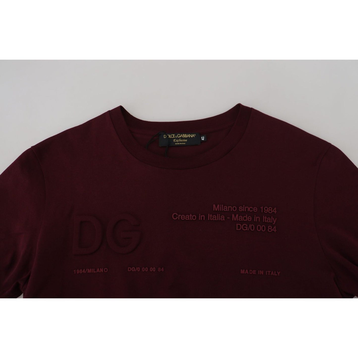 Dolce & Gabbana Maroon Printed Short Sleeves Men T-shirt